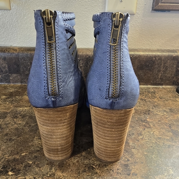 Not Rated - Love To All Woven Cutout Ankle Heeled Bootie in Blue NWOB - Picture 4 of 9